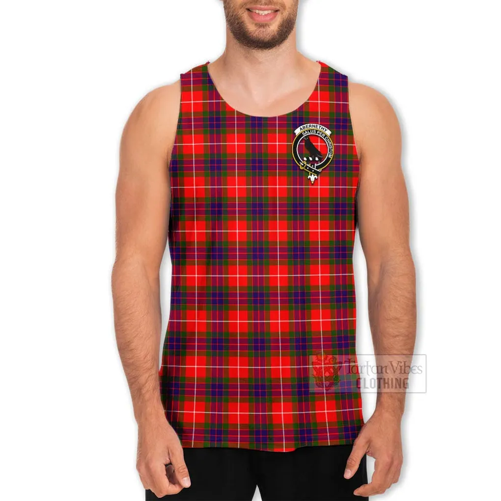 Abernethy Tartan Men's Tank Top with Family Crest Celtic Skull Style