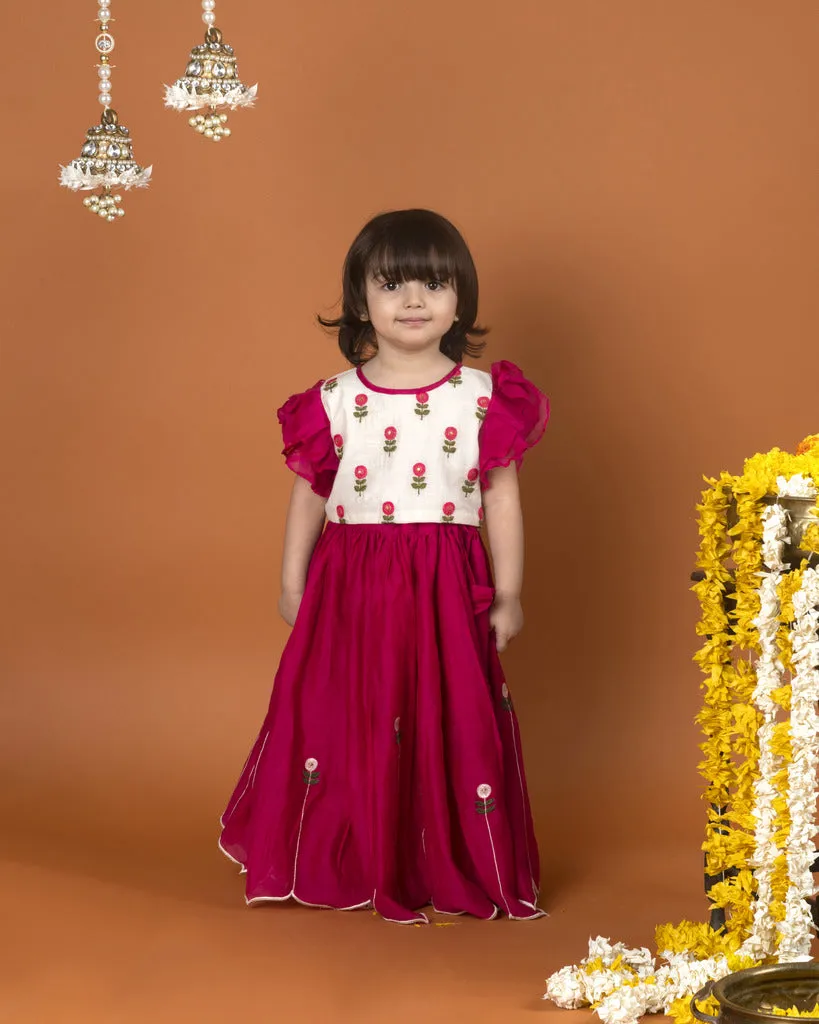 Abla Embroidered Top with Ghagra