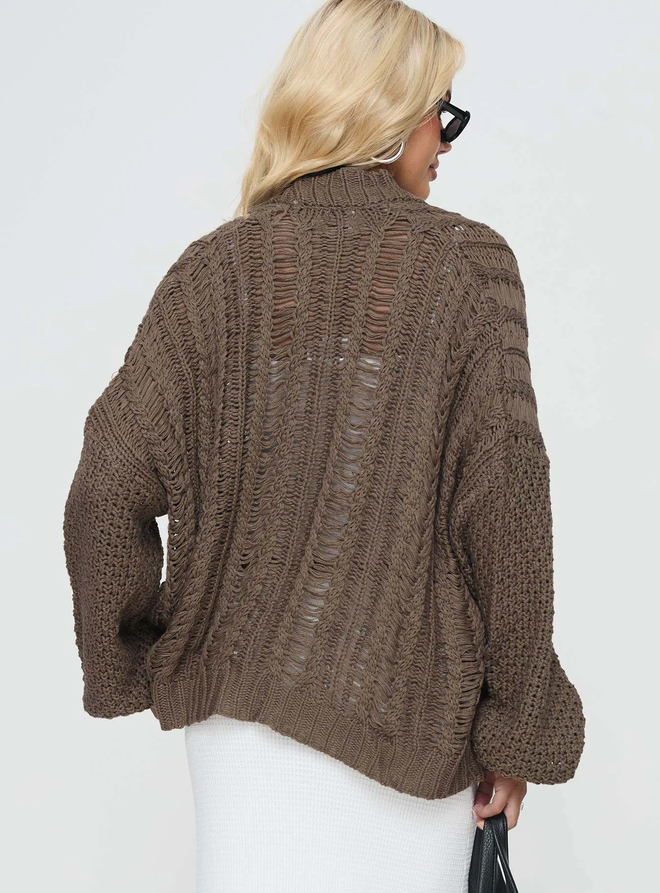 Abner Cable Cardigan Brown