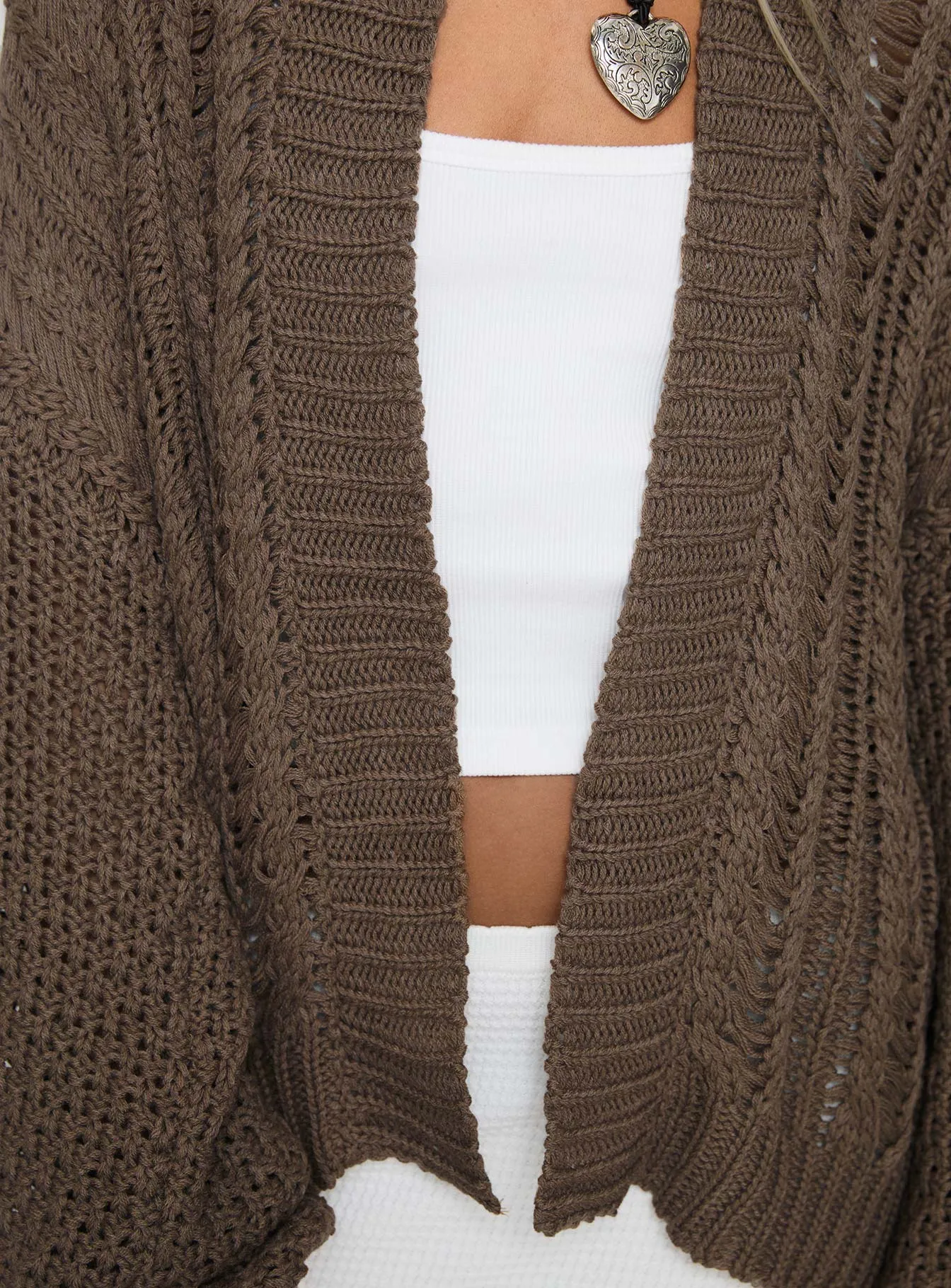 Abner Cable Cardigan Brown