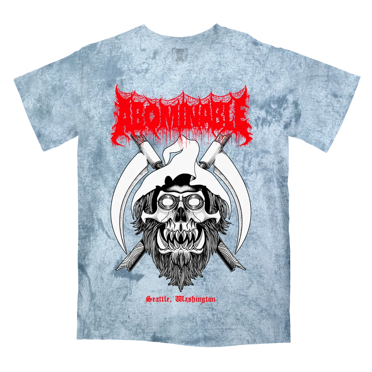 Abominable Electronics "Black Metal Yeti" Color Blast Ocean T-Shirt