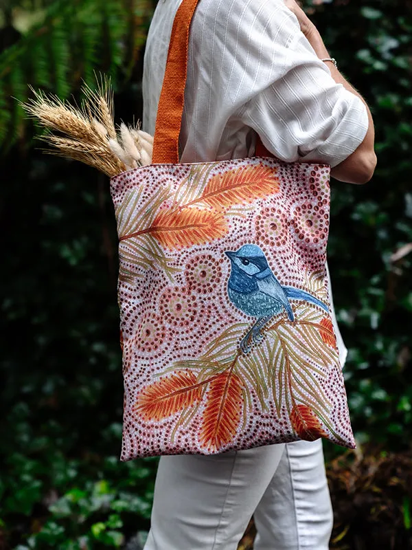 Aboriginal Blue Wren Tote Bag