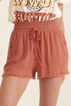 Above the Fray Raw-Edge Drawstring Shorts