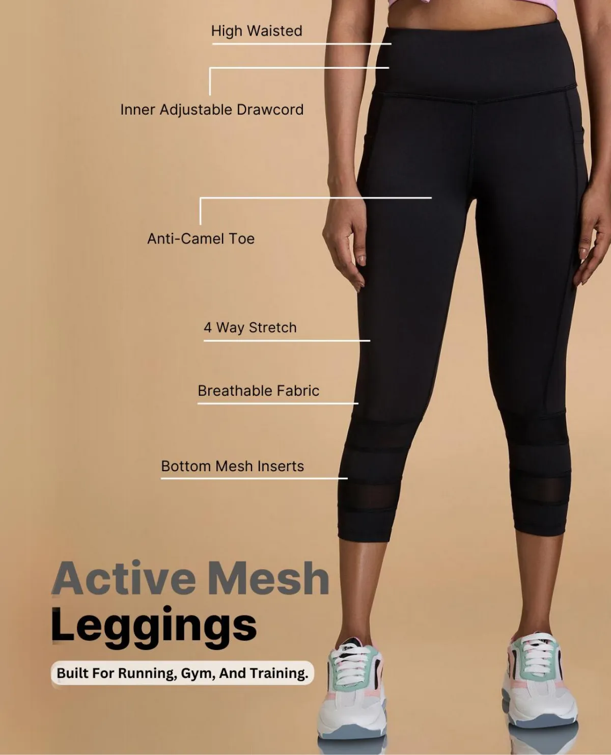 Active Mesh 7/8th Sports Leggings