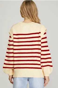 Acton Long Sleeve Knit Striped Sweater Top