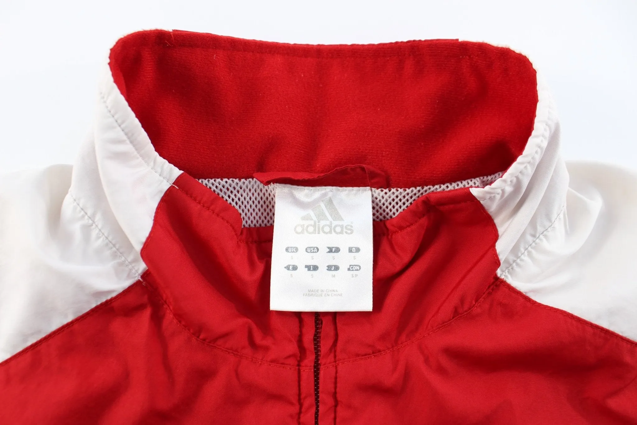 Adidas Embroidered Logo Red & White Zip Up Jacket