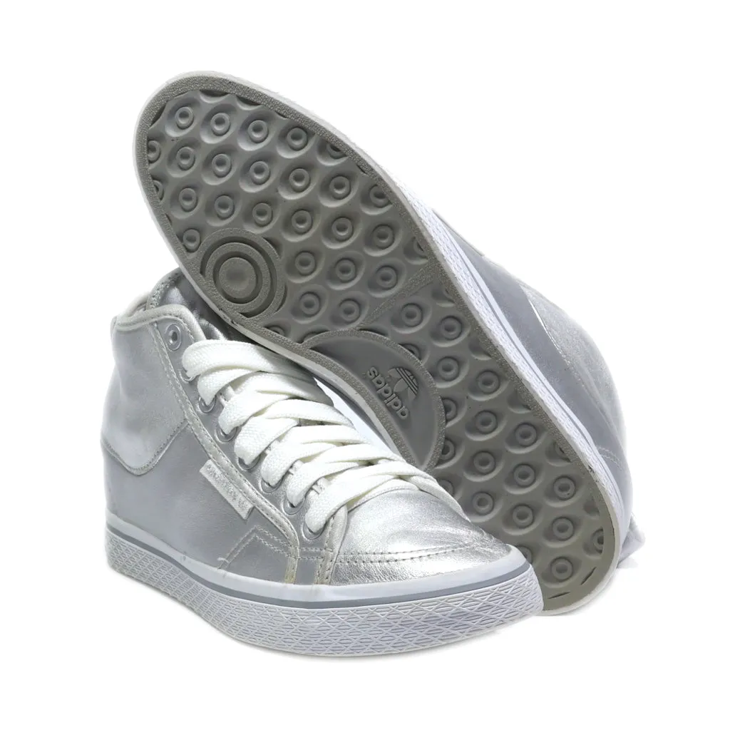 Adidas Honey Silver Satin High-Top Sneakers Leather Silver Colour For Women