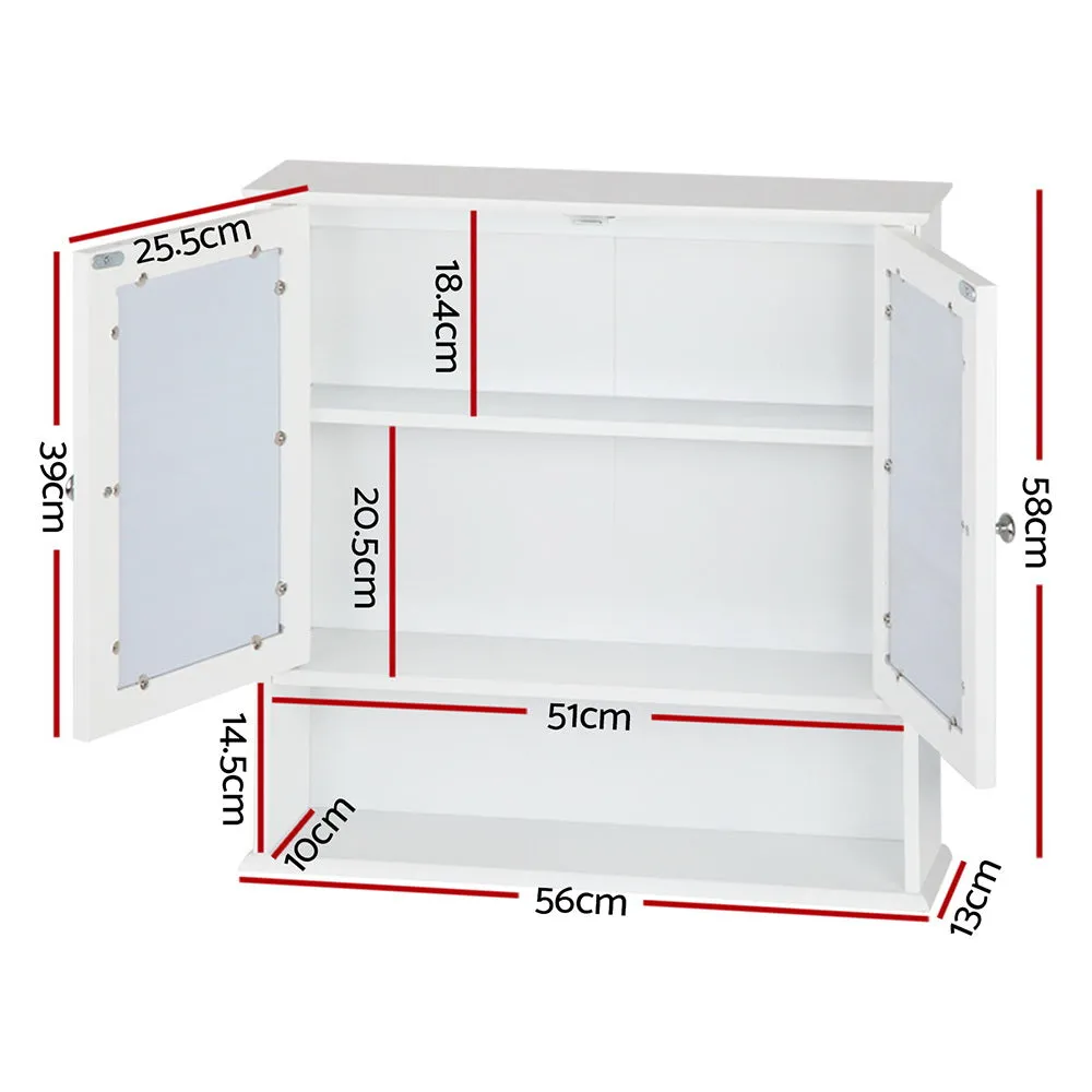 Adjustable Bathroom Mirror Cabinet - White Storage Cupboard Artiss