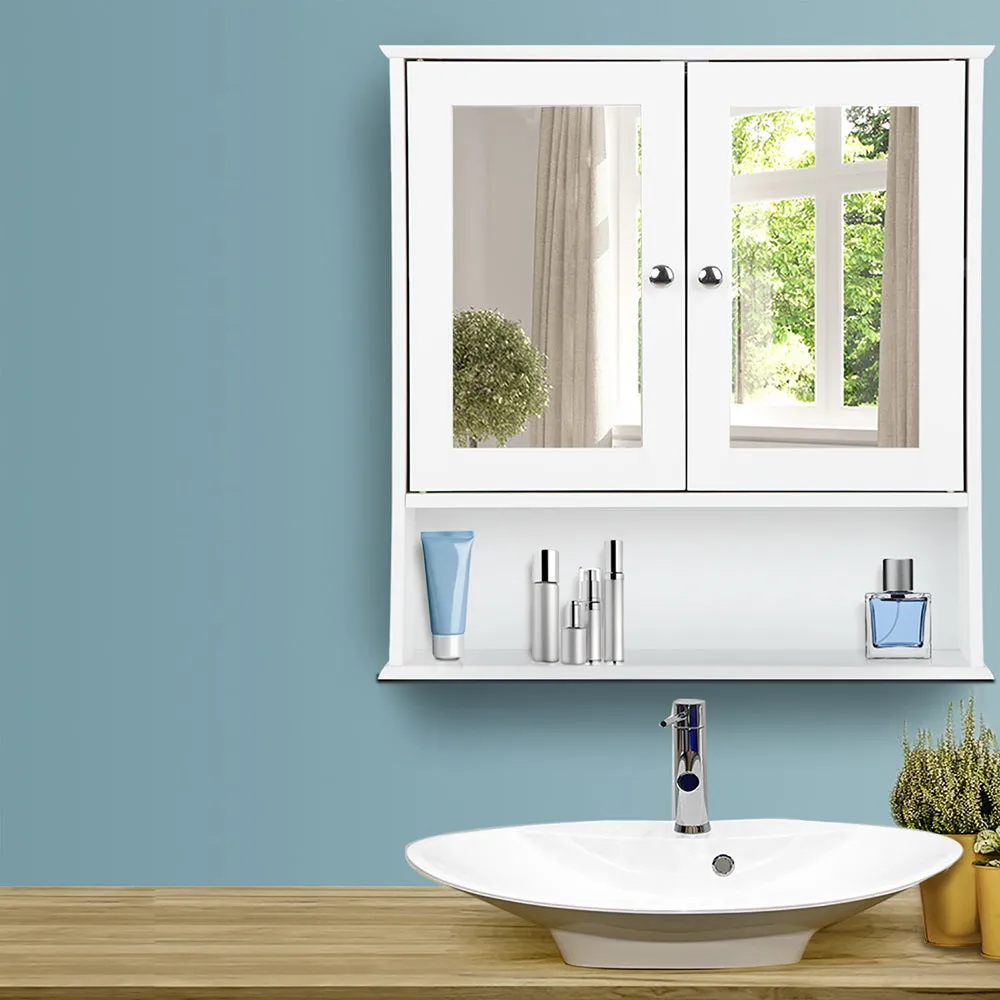 Adjustable Bathroom Mirror Cabinet - White Storage Cupboard Artiss