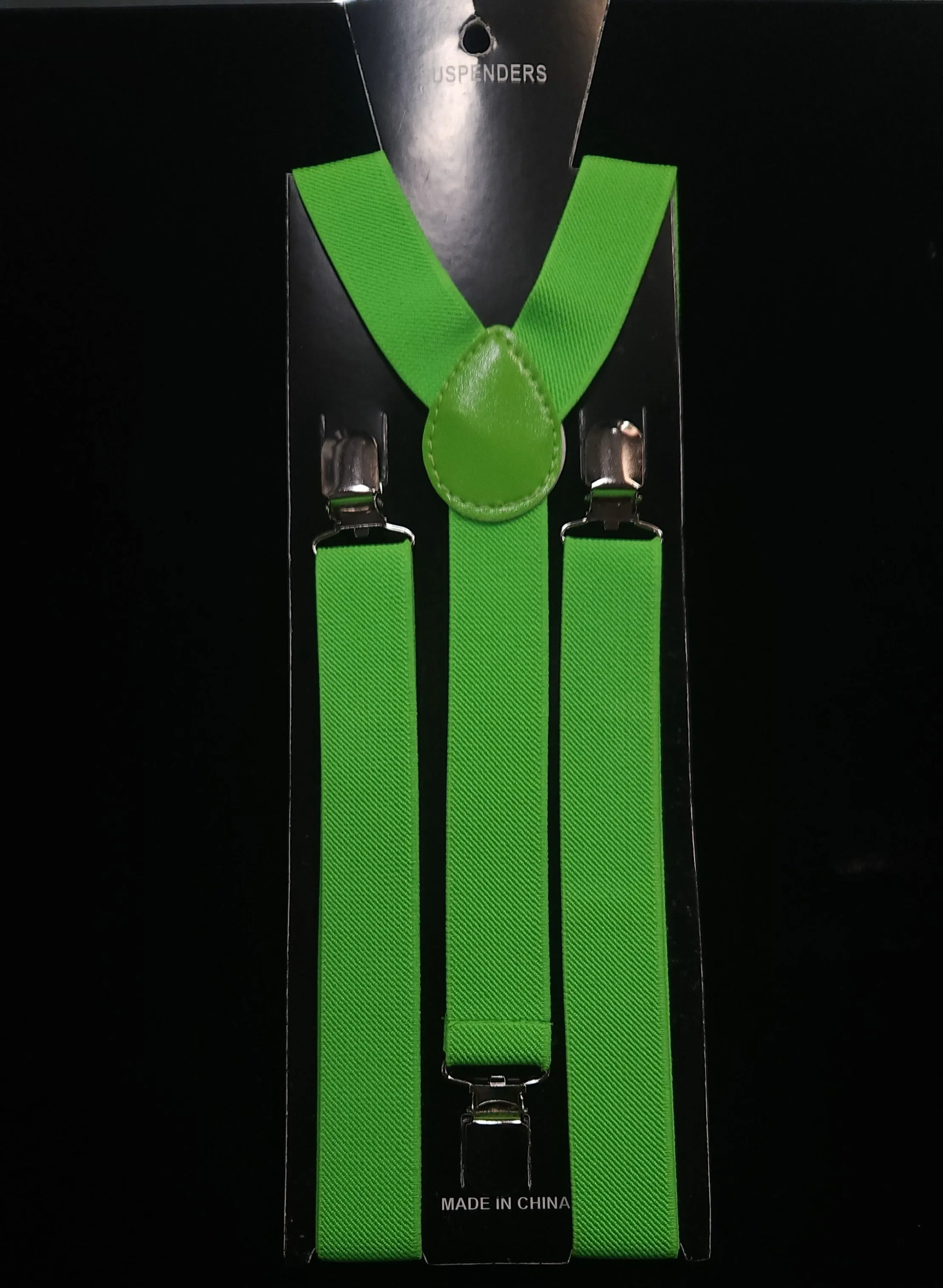 Adjustable Clip-on Suspenders - Lime Green