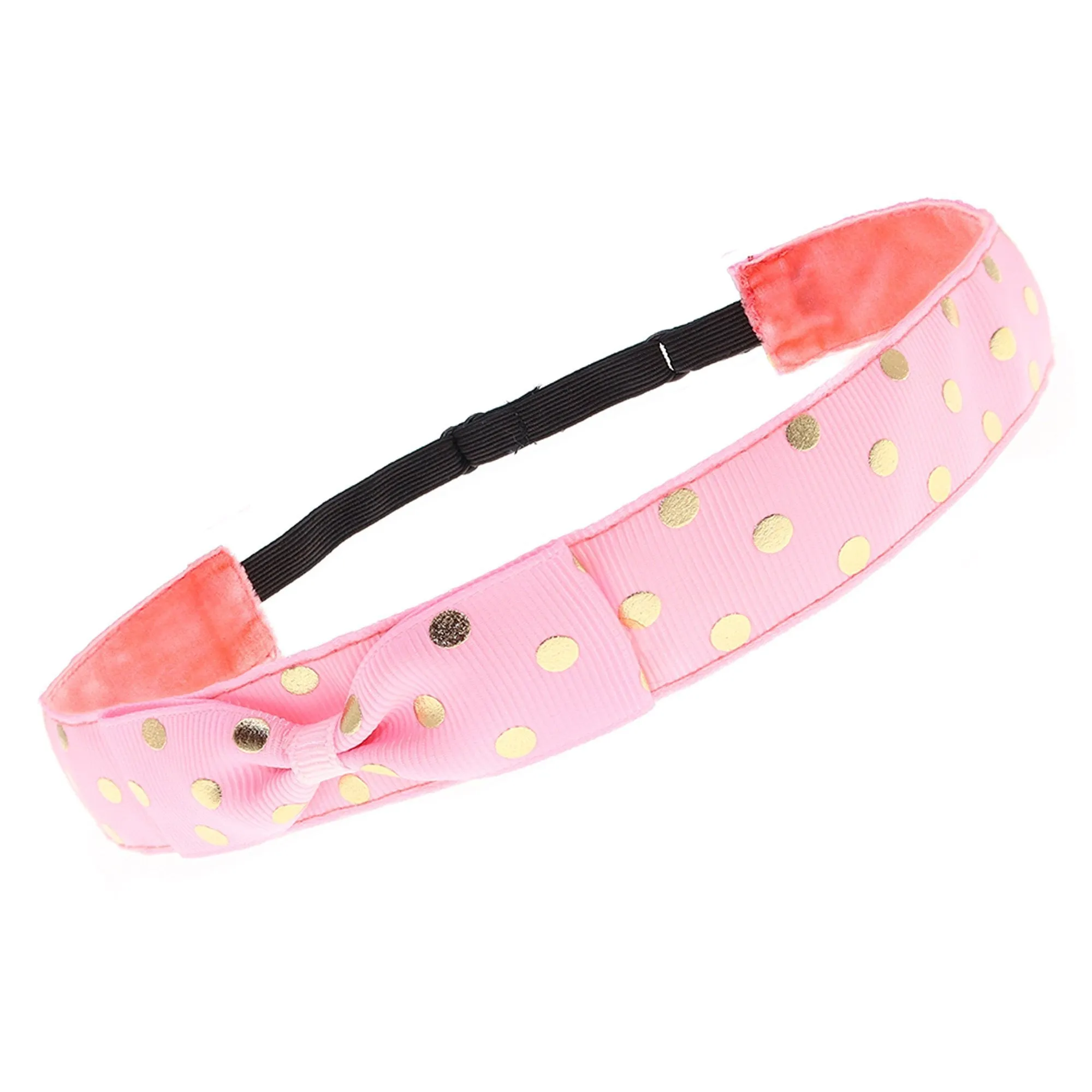 Adjustable No Slip Polka Dot Bow Headband