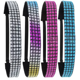 Adjustable No Slip Rhinestone Headbands - 4 Pack