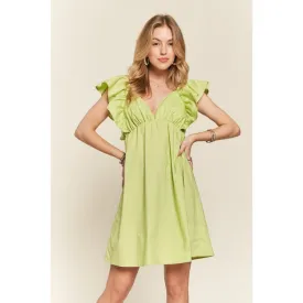 ADORA Smocked Back Ruffled Cap Sleeve Babydoll Dress