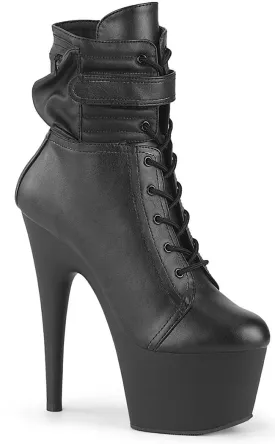 ADORE-1020POUCH Black Vegan Leather Ankle Boots