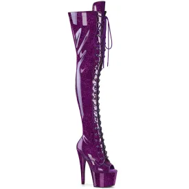 Adore-3021GP Purple Glitter Patent, 7" Heels