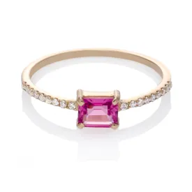 ADORN DIAMOND RING, PINK TOURMALINE, GOLD