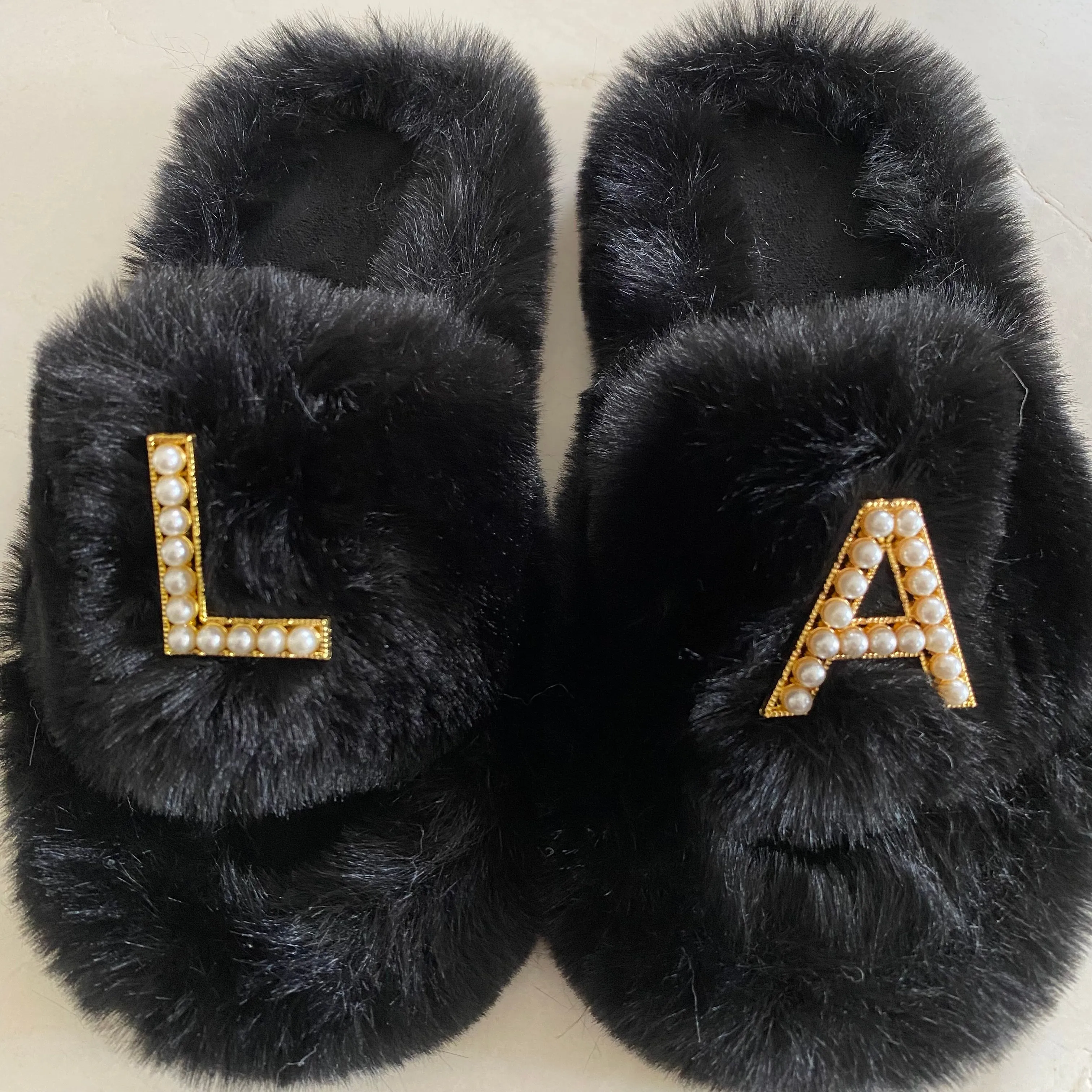 Adult Furry Slides Black