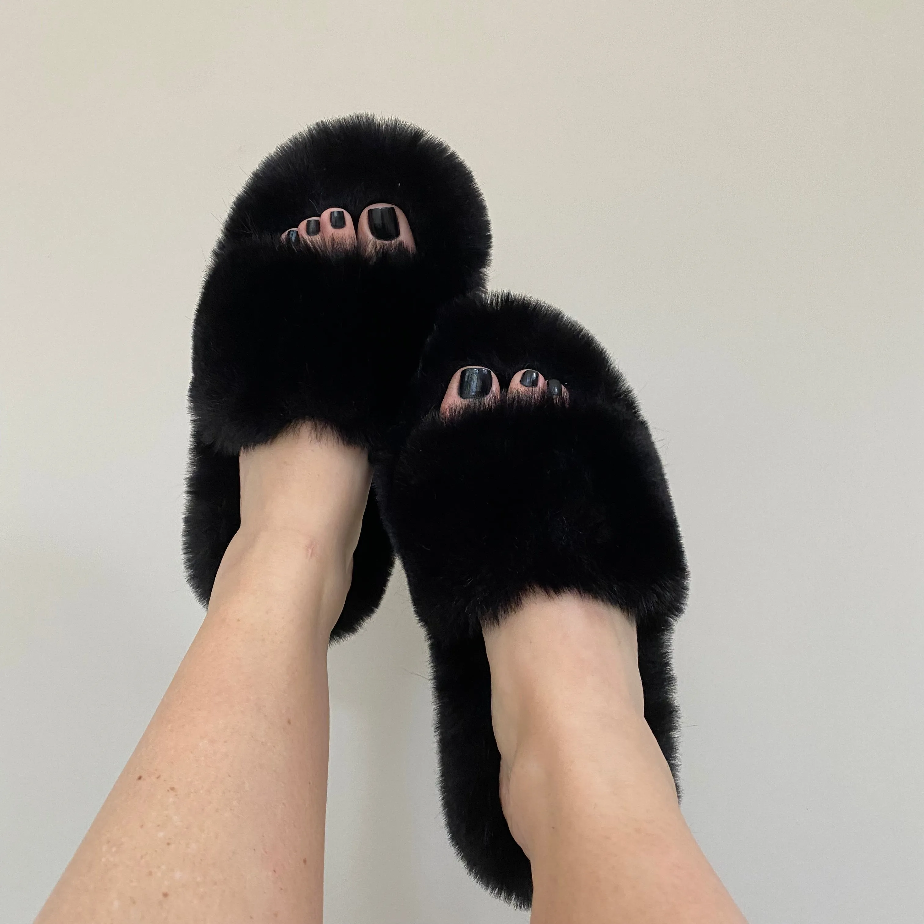 Adult Furry Slides Black