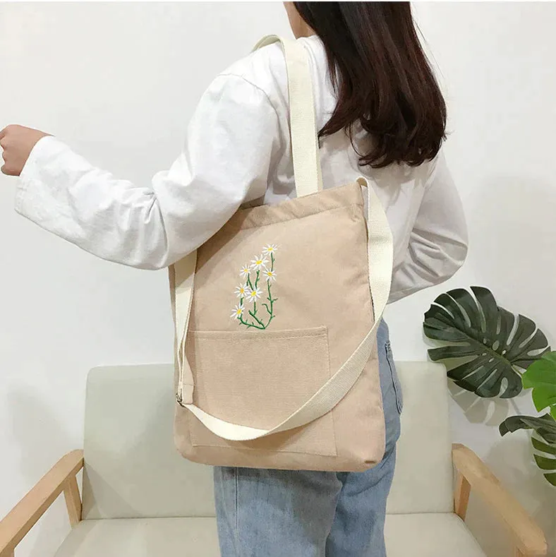 Aesthetic Minimalist Floral Tote Bag