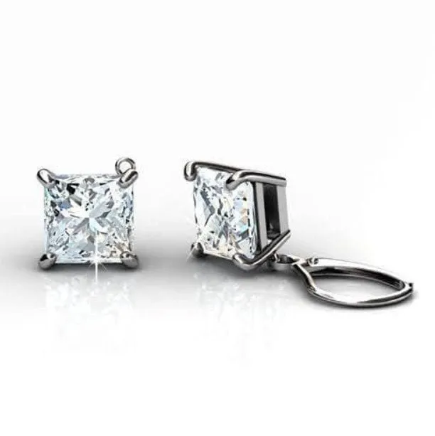 Affordable 0.50CT Princess Cut Diamond Stud Earrings in 18KT White Gold