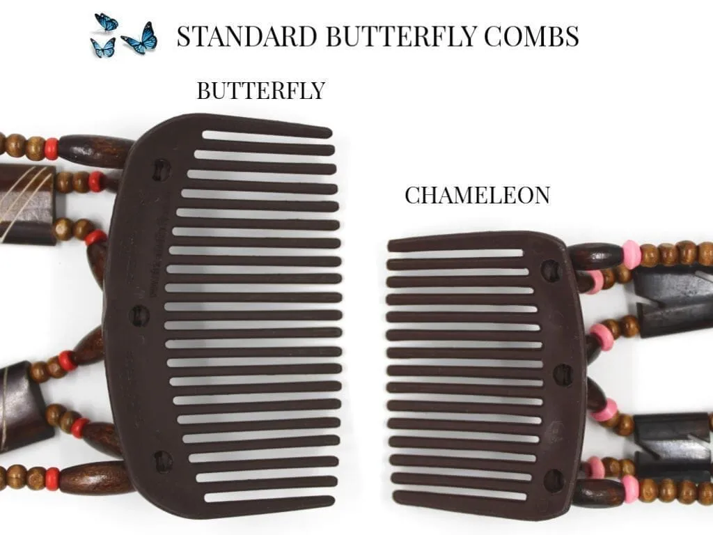 African Butterfly Chameleon Hair Comb - Dupla Brown 60