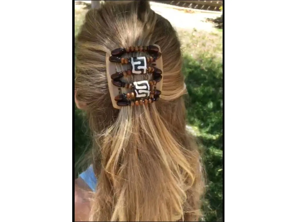 African Butterfly Chameleon Hair Comb - Ndebele Brown 86