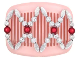 African Butterfly Hair Comb - Dalena Pink Pearl 01