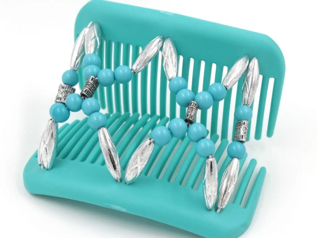 African Butterfly Hair Comb - Dalena Turquoise 13