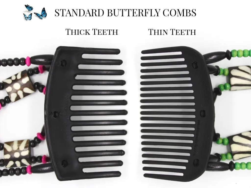 African Butterfly Hair Comb - Flowers Black 44