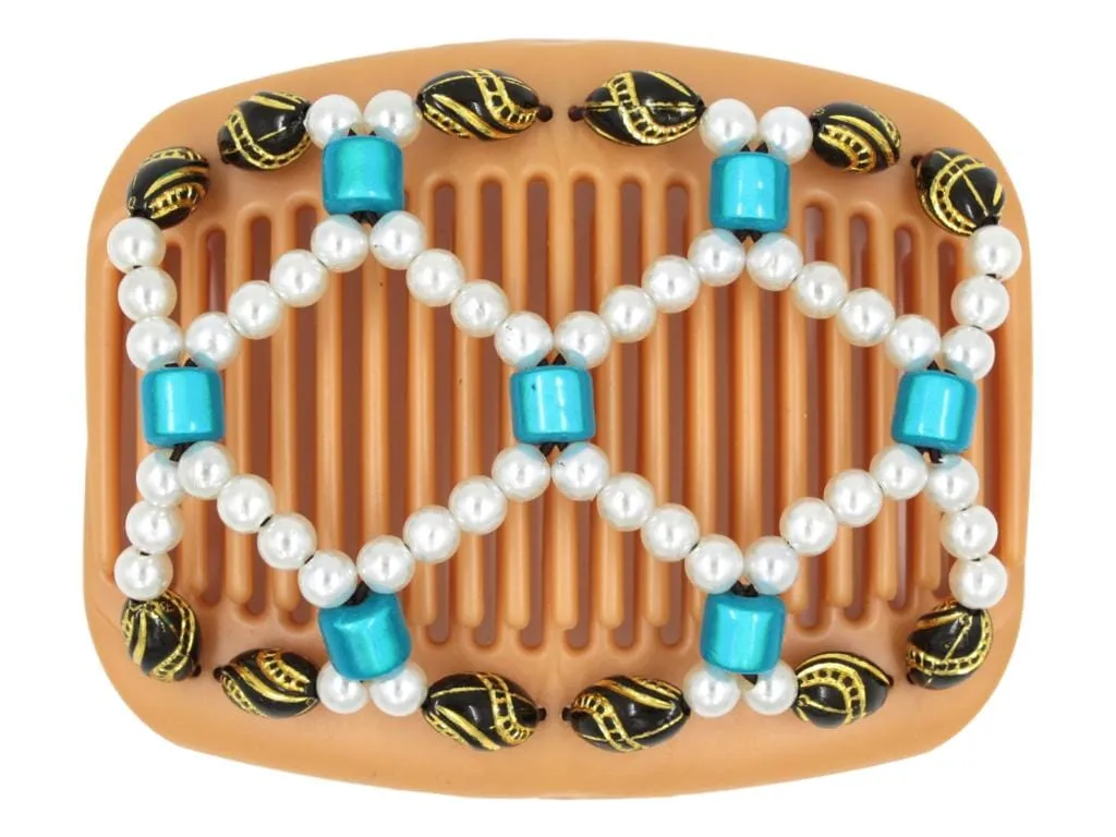 African Butterfly Hair Comb - Ndalena Blonde Pearl 13