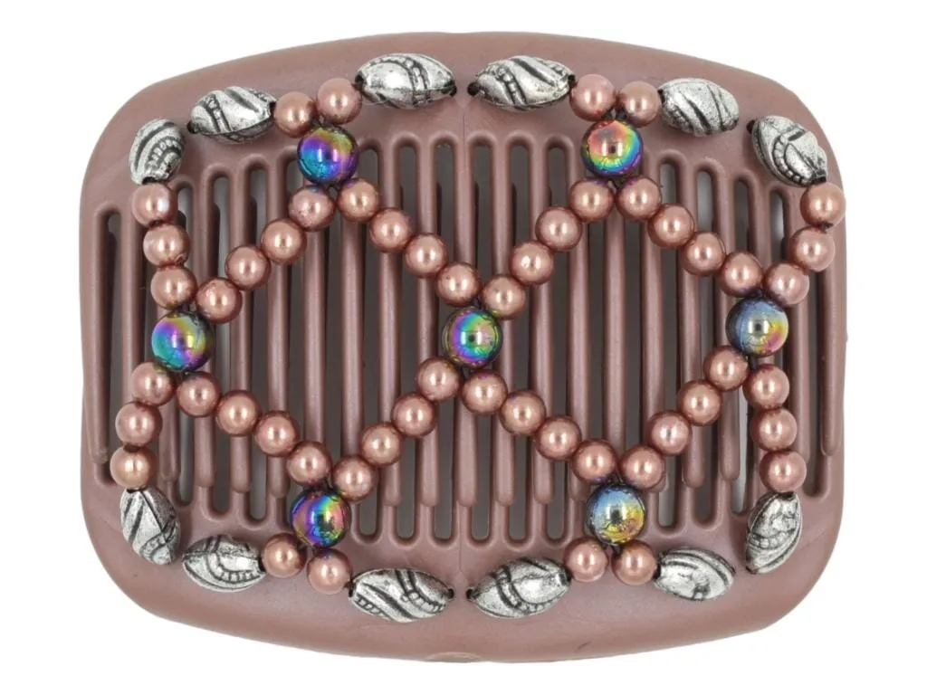 African Butterfly Hair Comb - Ndalena Brown Pearl 06