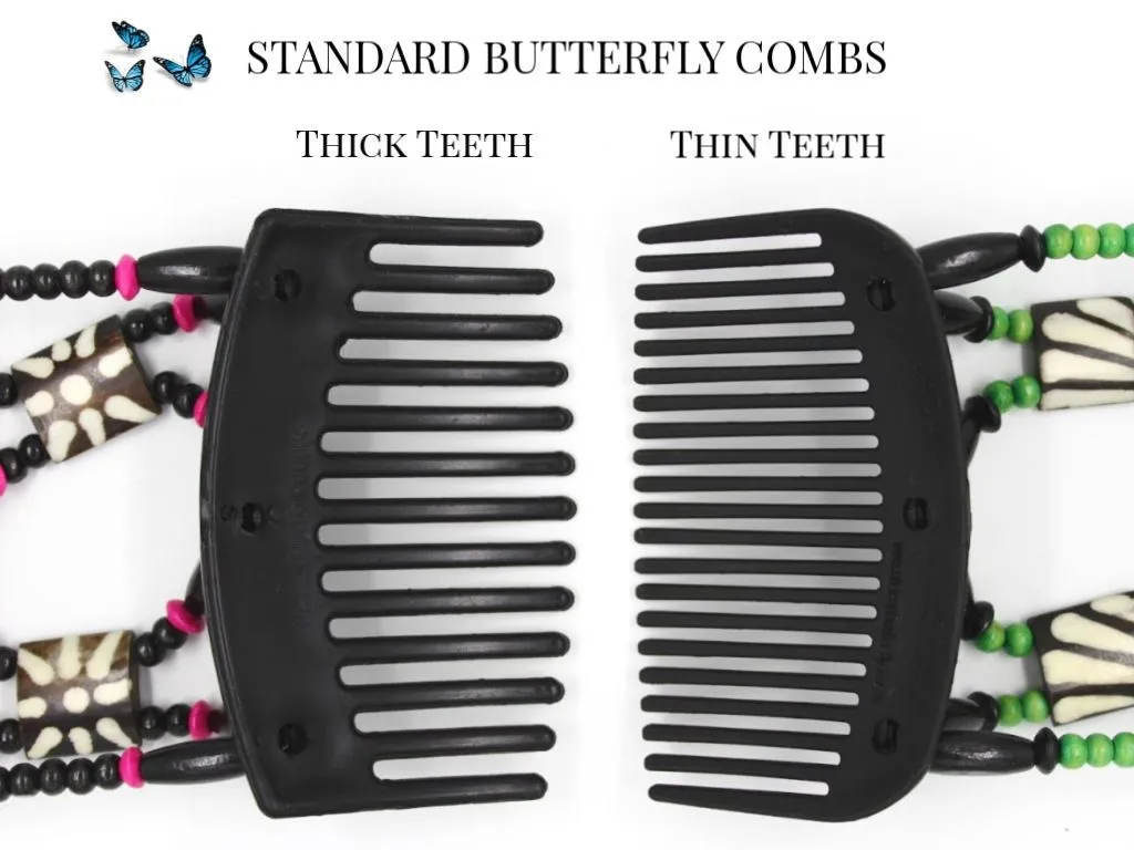 African Butterfly Thick Hair Comb - Beada Brown 190