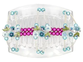 African Butterfly Thick Hair Comb - Flowers Clear 42