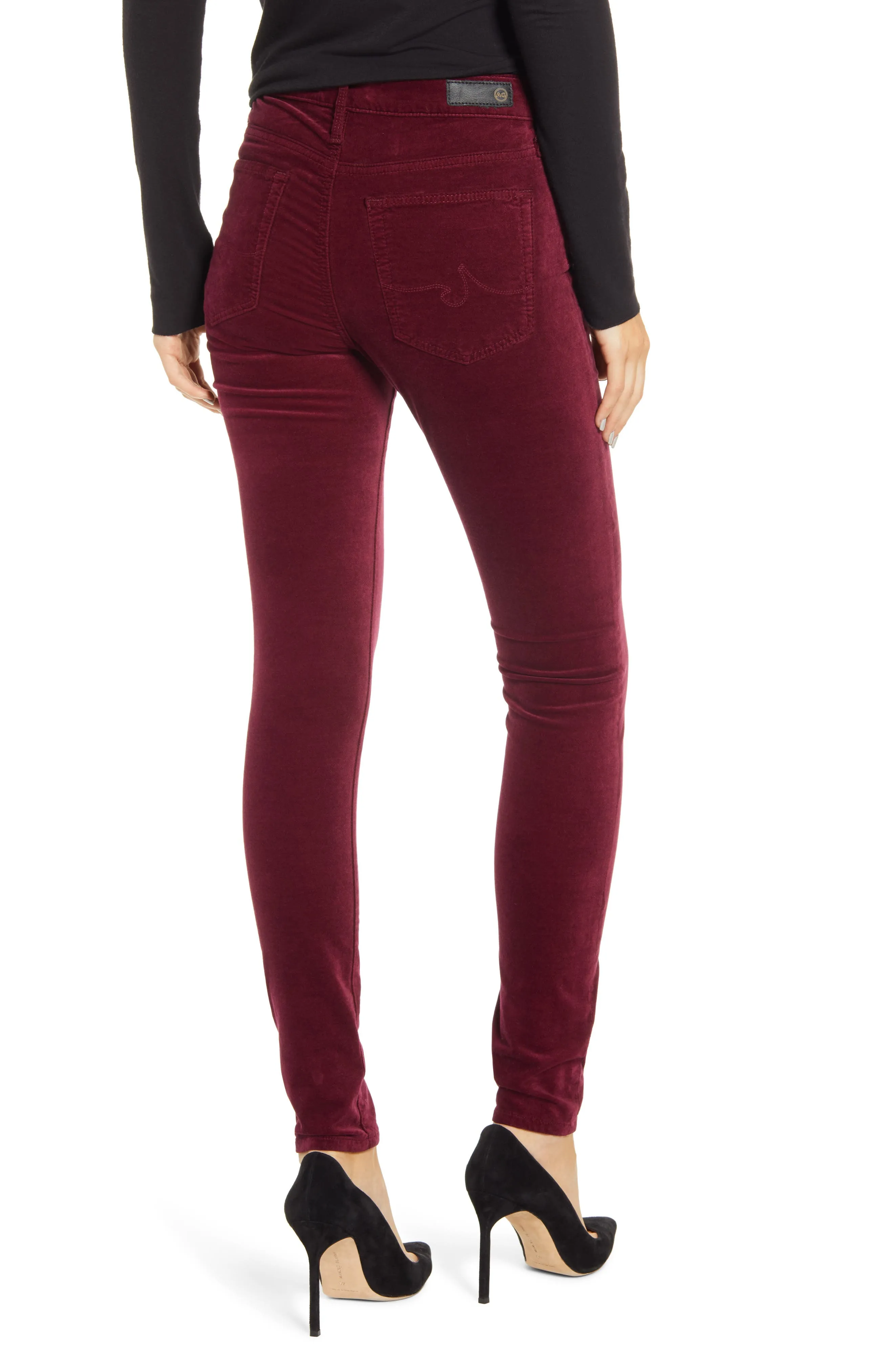 AG - The Farrah High Rise Skinny Velvet Denim in Plum/DCU