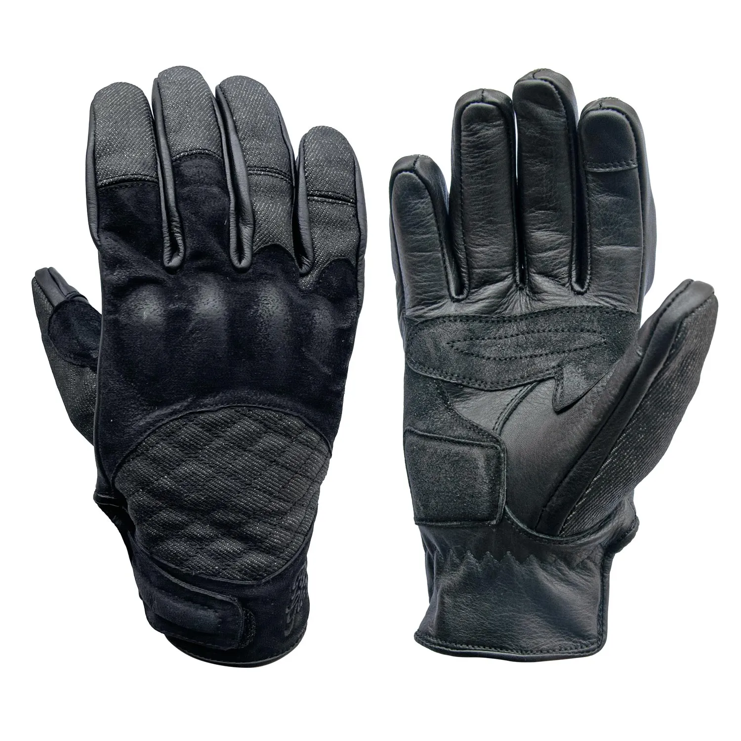 Age of Glory Shifter Black Denim Gloves with Knuckle Armour