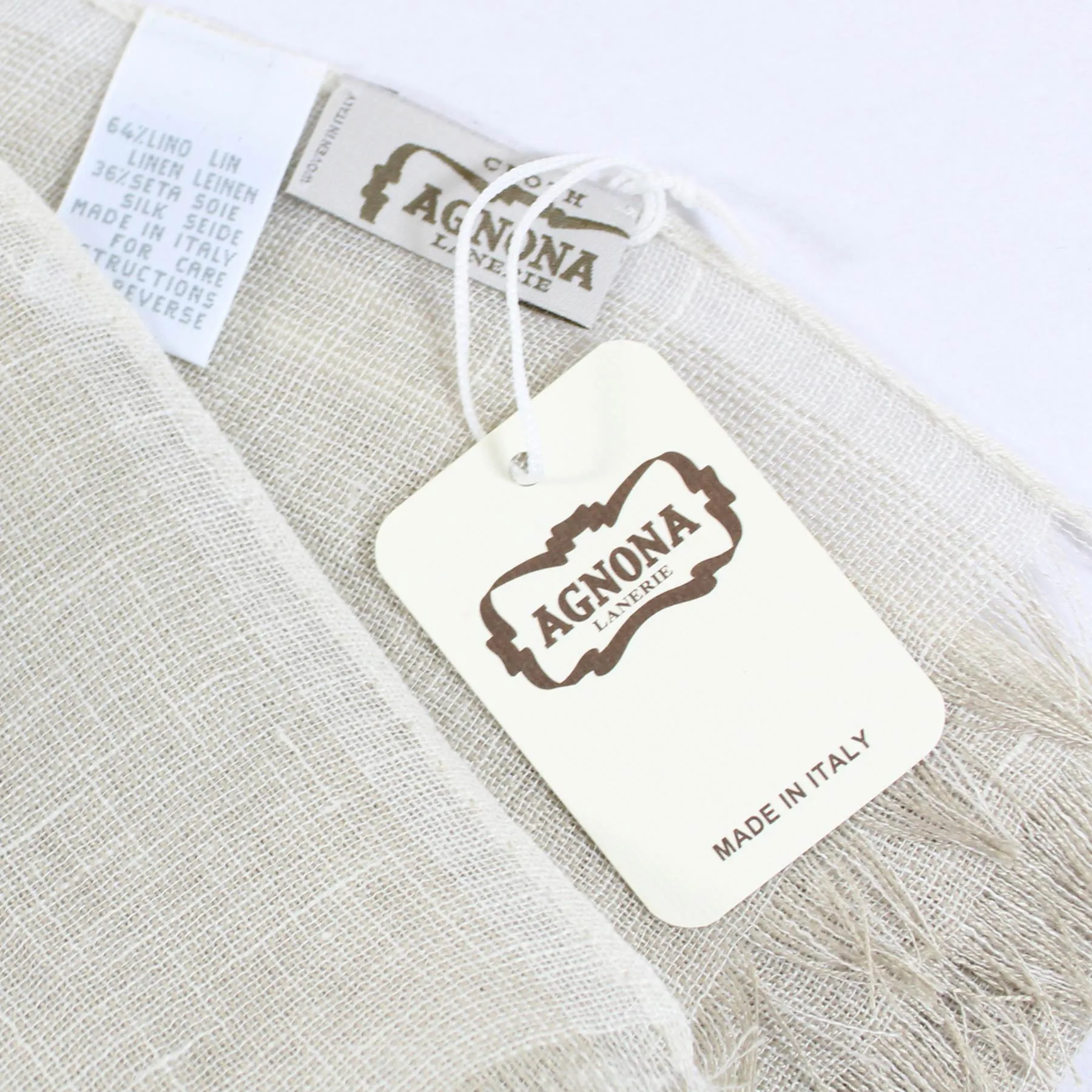 Agnona Scarf Beige - Luxury Linen Silk Designer Shawl FINAL SALE