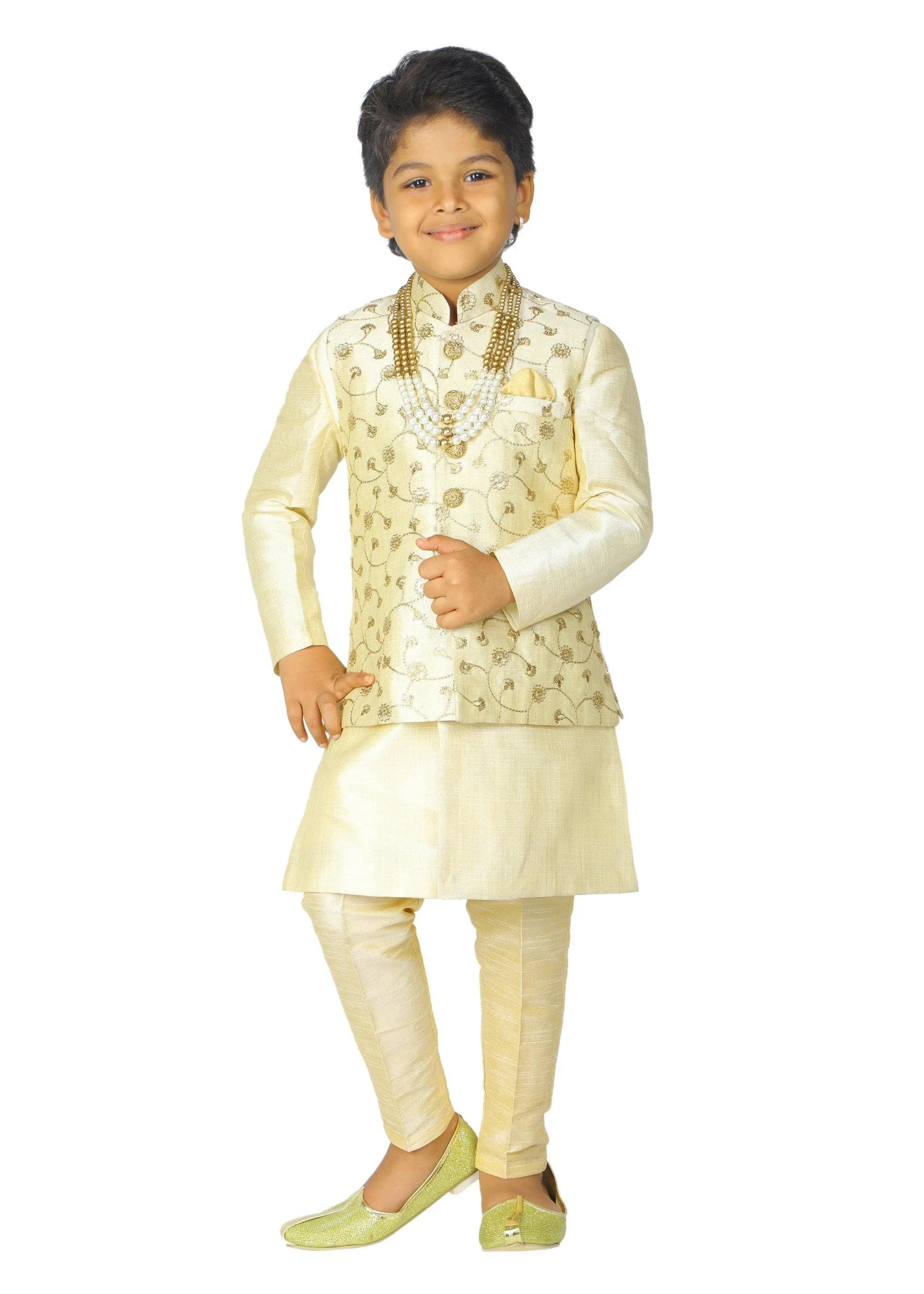 Ahhaaaa Boys' Banarasi Silk Sherwani (Clothing Set)