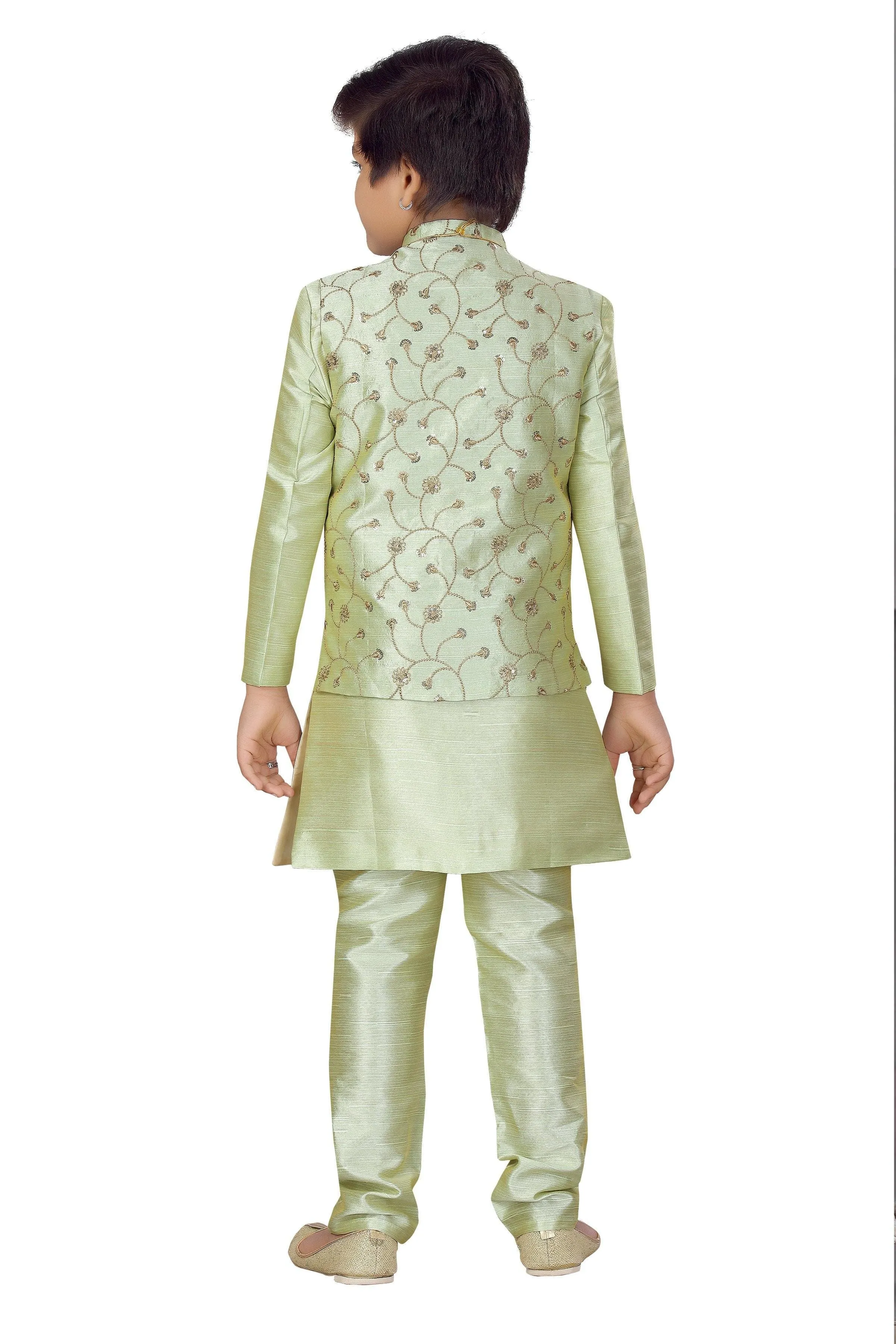 Ahhaaaa Boys' Banarasi Silk Sherwani (Clothing Set)