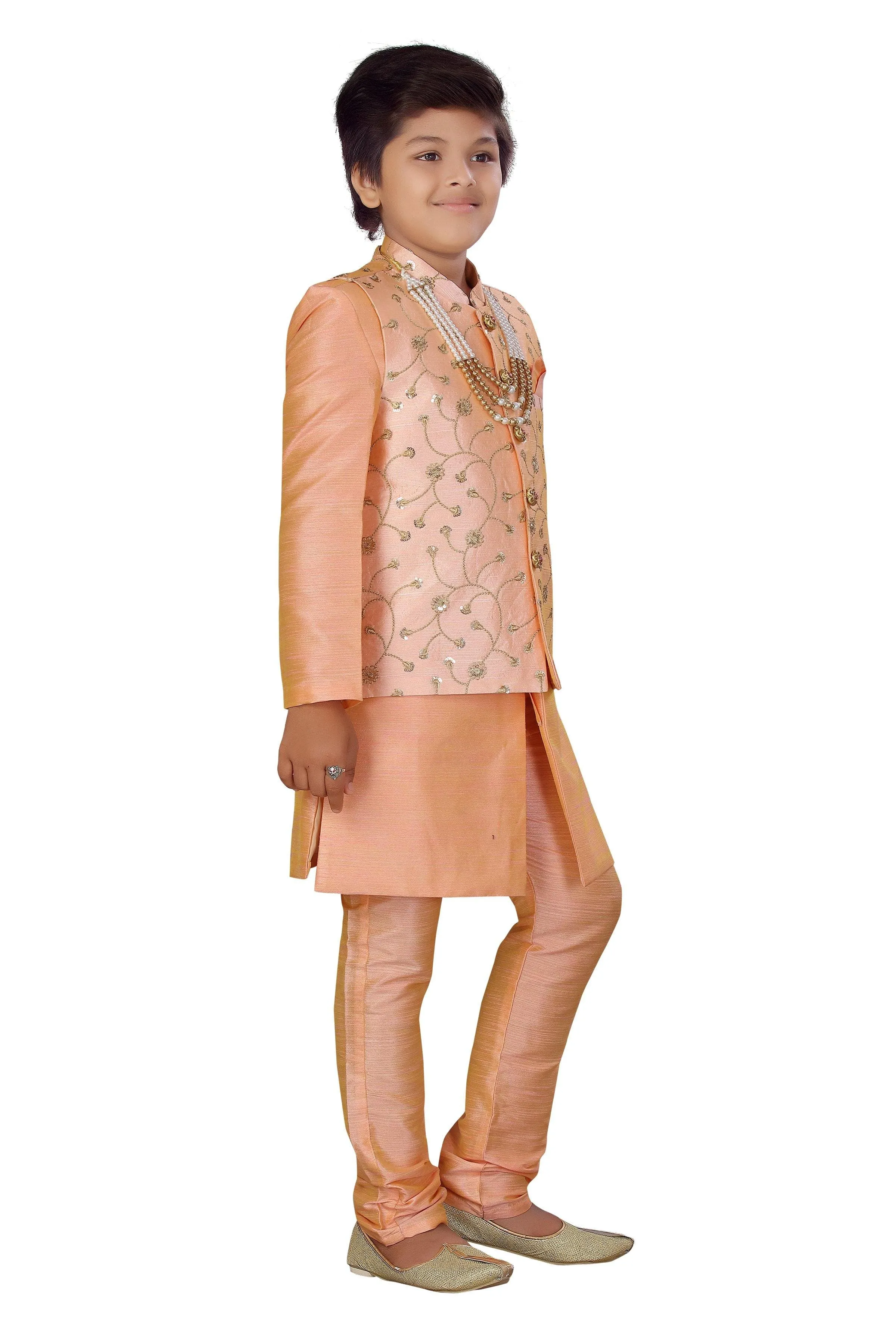 Ahhaaaa Boys' Banarasi Silk Sherwani (Clothing Set)