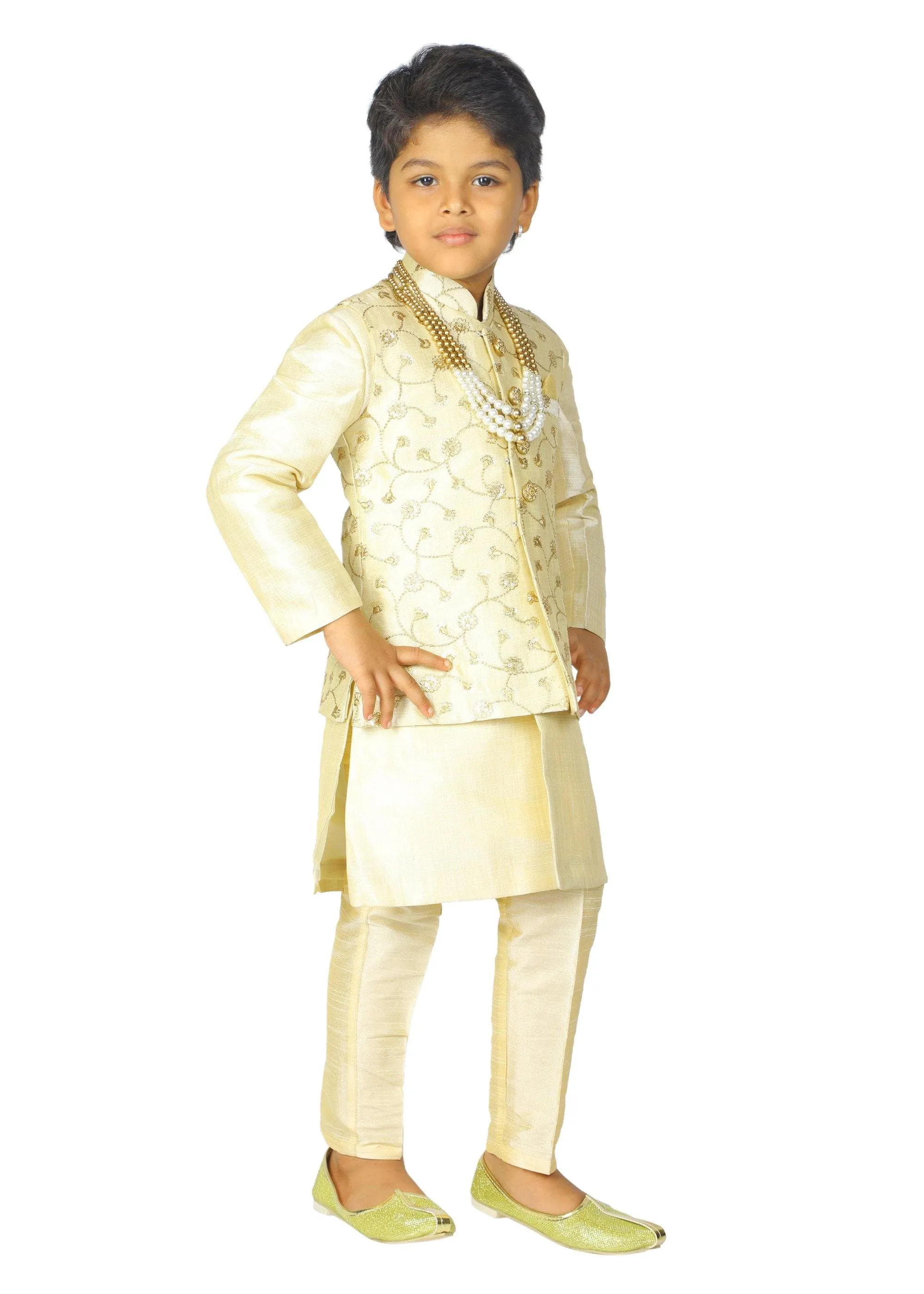 Ahhaaaa Boys' Banarasi Silk Sherwani (Clothing Set)