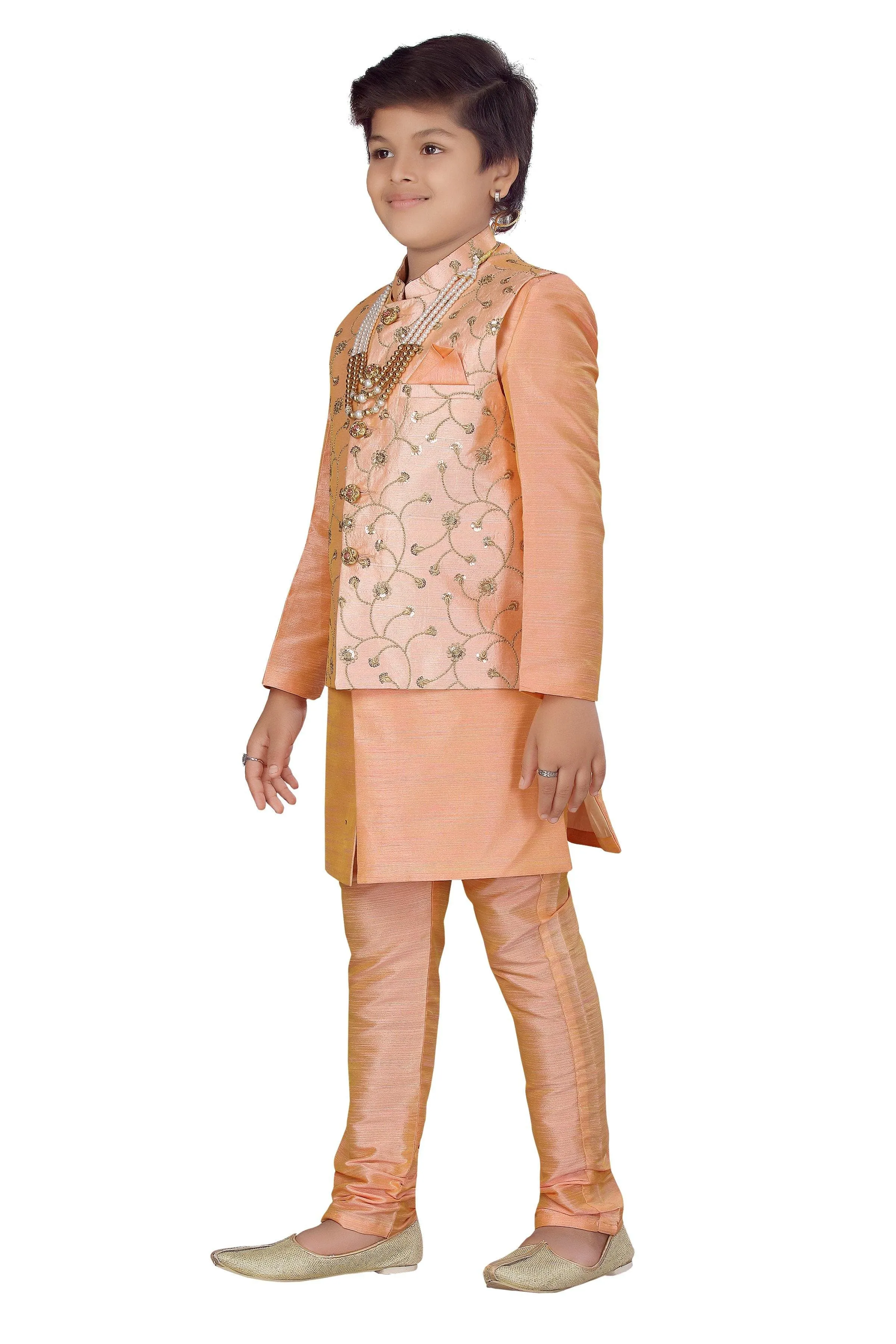 Ahhaaaa Boys' Banarasi Silk Sherwani (Clothing Set)