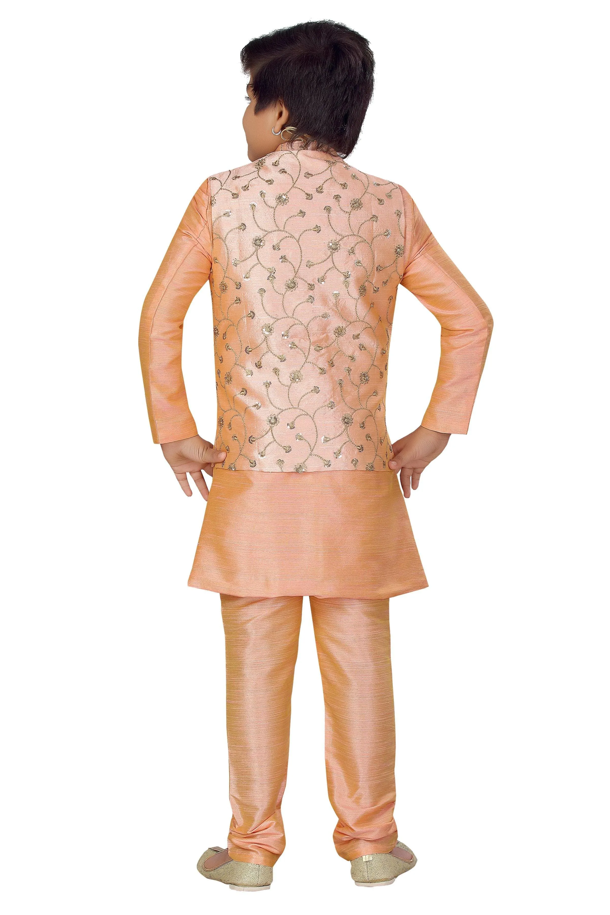 Ahhaaaa Boys' Banarasi Silk Sherwani (Clothing Set)