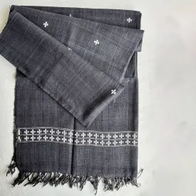 Ahimsa Silk Stole for Women | Grey & White | Cross Motifs