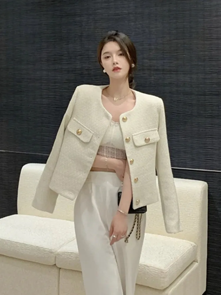 Aiertu High Quality Fashion Small Fragrance Tweed Jacket Coat Women Korean Elegant Coats 2023 New Spring French Vintage Outerwear Top