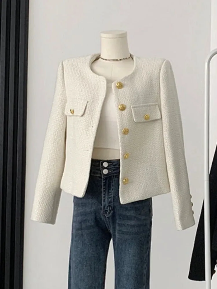 Aiertu High Quality Fashion Small Fragrance Tweed Jacket Coat Women Korean Elegant Coats 2023 New Spring French Vintage Outerwear Top