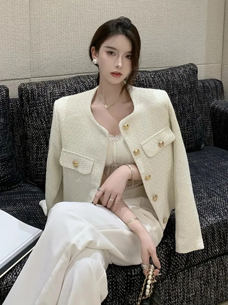 Aiertu High Quality Fashion Small Fragrance Tweed Jacket Coat Women Korean Elegant Coats 2023 New Spring French Vintage Outerwear Top