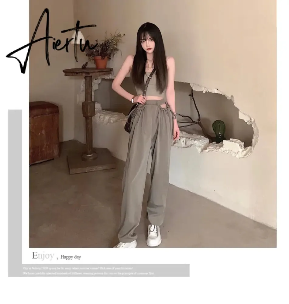 Aiertu Streetwear Women's Cargo Harem Pants Hip Hop High Waist Casual Female Track Pants Joggers Trousers Fashion Harajuku Women Pants