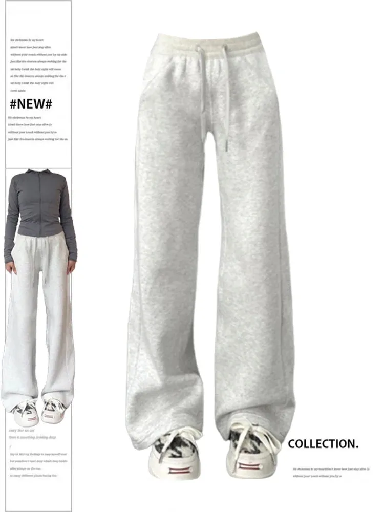 Aiertu Women Grey Pants Baggy Vintage Harajuku Y2k 90s Retro Oversize Sweatpants High Waist Wide Jogger Trousers 2000s Clothes 2024 New