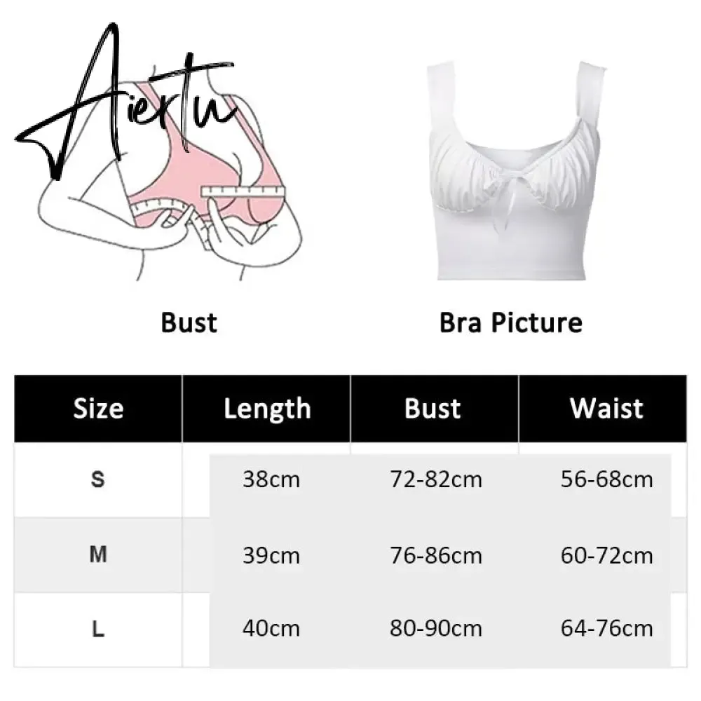 Aiertu  Women Summer Milkmaid Crop Tops Tanks Summer White Ruched Bow Slim Camis Ladies Wide Strap Tees Skinny Femme Camisole S M L