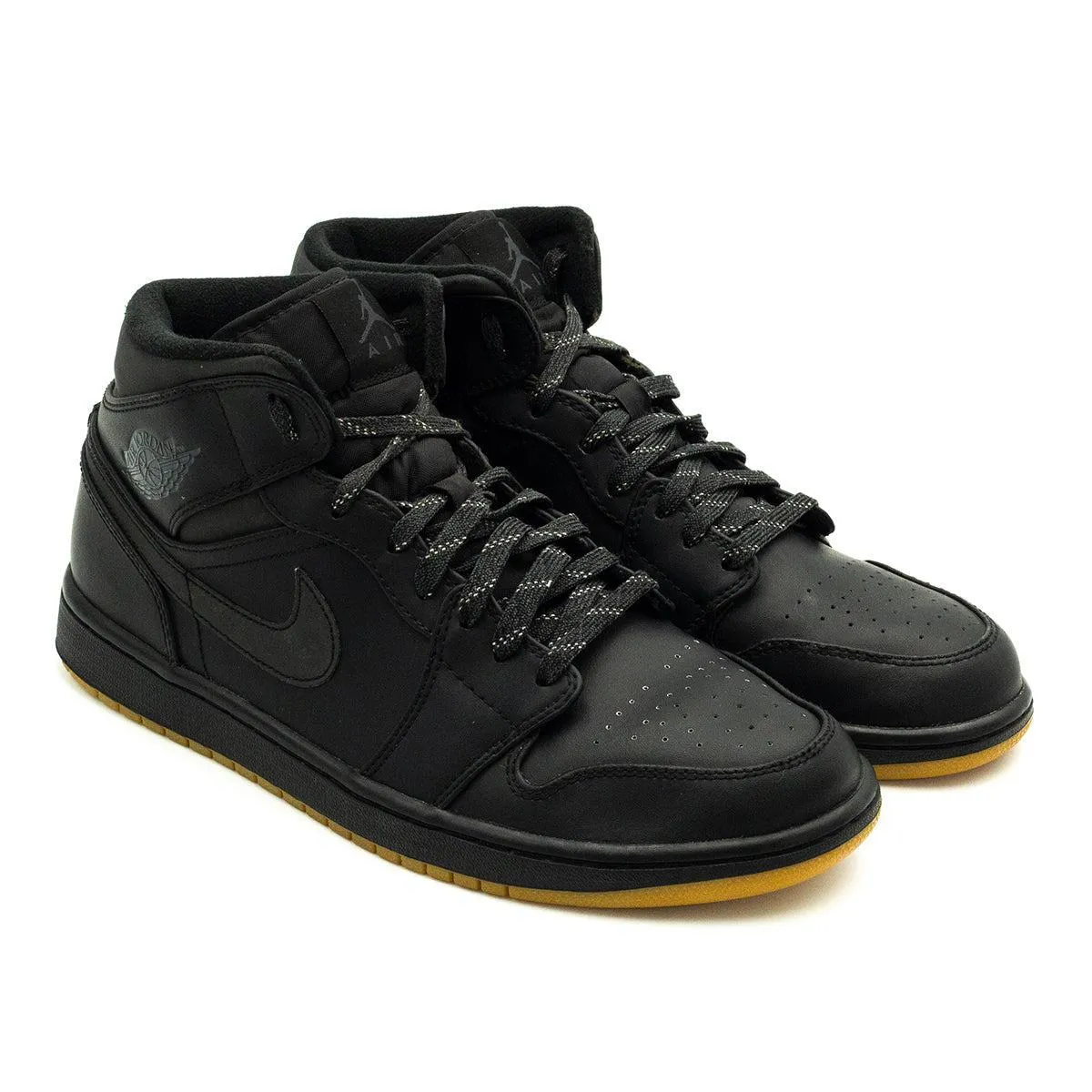 Air Jordan 1 Winterized High-Top Sneakers Leather Black Colour For Men